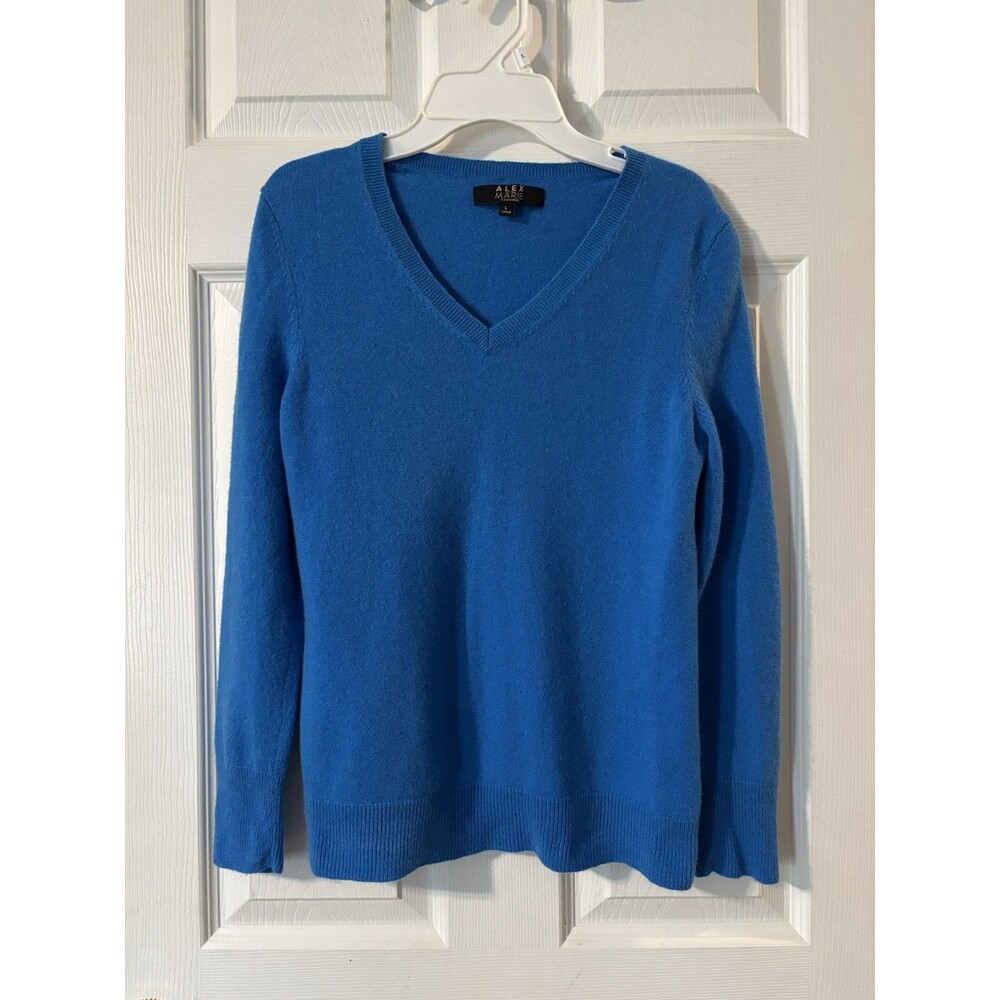 Alex Marie 100% Cashmere Sweater Blue Sz Large But Runs Small , Medium? READ